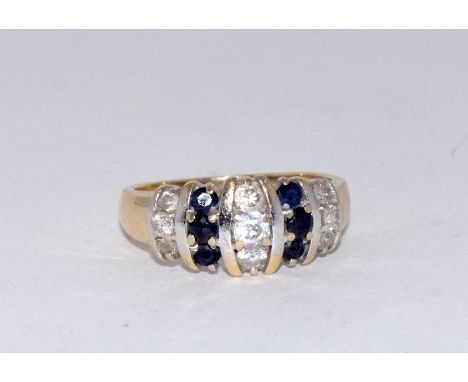 9ct gold ladies sapphire band ring size P