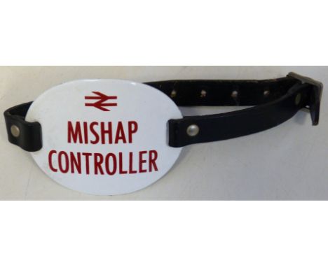 Enamel armband with leather straps "Mishap Controller" with B.R Double arrow Condition reports are not available for our Inte