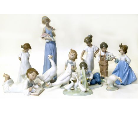 Eleven Nao figures and one Lladro figure. Condition reports are not available for our Interiors Sale