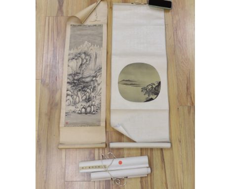 Four mid 20th century Chinese scroll pictures