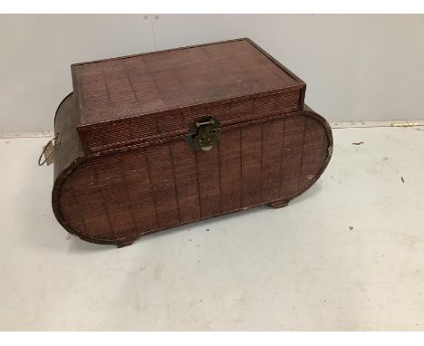 A Chinese rattan trunk, width 81cm, depth 41cm, height 43cm