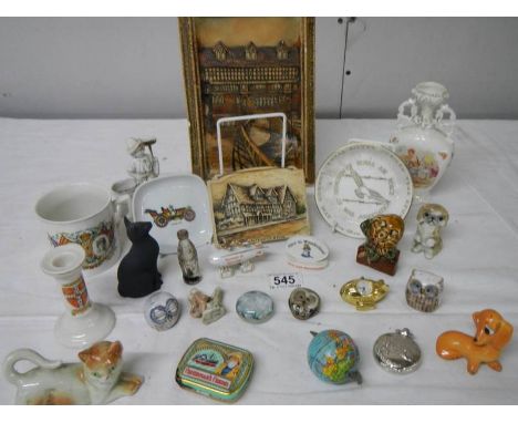 A mixed lot including Osborne plaque, Royal Worcester Prisoner of War dish, Wade, Tweedsmuir glass paperweight etc.,
