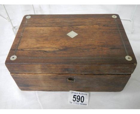 A rosewood tea caddy (crack to one lid).
