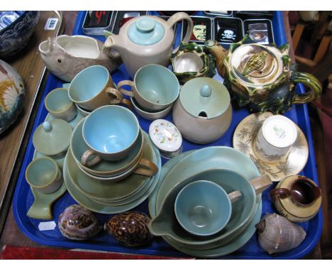 Poole Tableware, shells, Shorter fish sauce jug etc:- One Tray