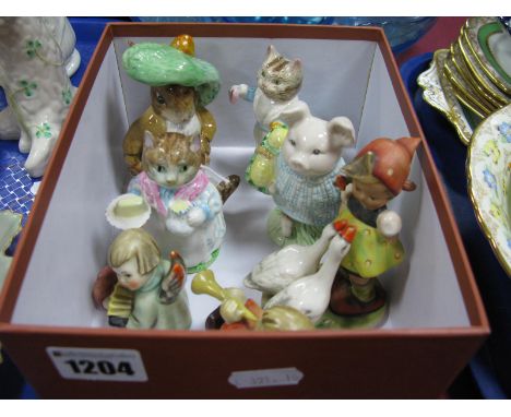 Four Beswick and Royal Albert Beatrix Potter Figures - Benjamin Bunny, Tabitha Twitchett, Little Pig Robinson and Ribby; thre