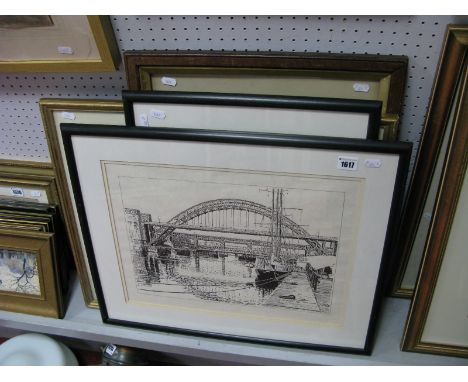 Paul G....?, Gray Street (possibly Newcastle), artists proof, dated 1993; Neil Falconer print of Tyne Bridge, an early XX Cen