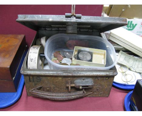 Setright Registers Ltd Bus Conductors Ticket Machine, cased; together with a tub of coins.