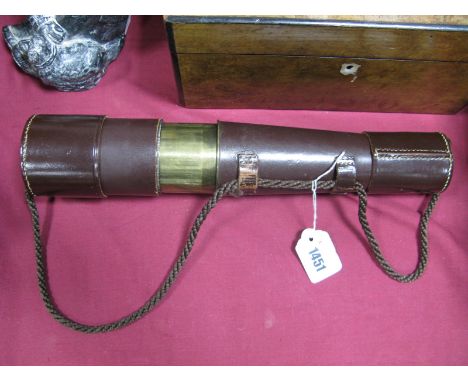 Broadhurst Clarkson & Co., Leather Bound Brass Five Sectional Telescope, stamped makers name and address 63 Farringdon Road, 