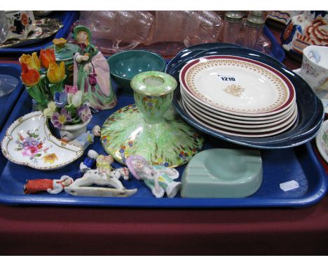 Spode Sheffield Crest Plates, Derby, Pin Tray, Pin Cushion doll, etc:- One Tray