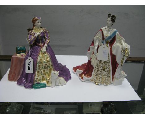 Royal Worcester Figurines - Mary Queen of Scots and Queen Elizabeth, each from a limited edition of 4500.