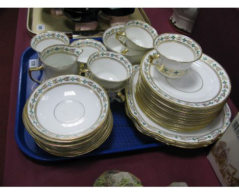 A Diamond China Tea Service, cups, saucers, sugar bowl, cream jug, etc (thirty four pieces approximately):- One Tray