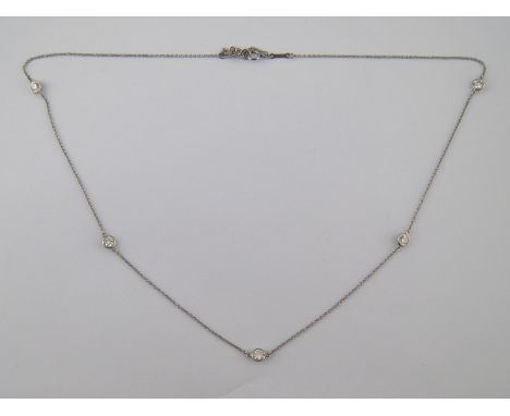 Tiffany & Co . A platinum and diamond necklace from the "Diamonds by the yard" series by Elsa Peretti for Tiffany & Co, 46cm 