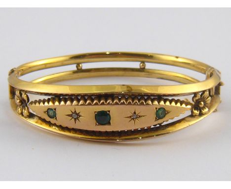 A 9 carat gold bangle hallmarked Chester 1907, internal width approx 6cm, 10.2 gms.
