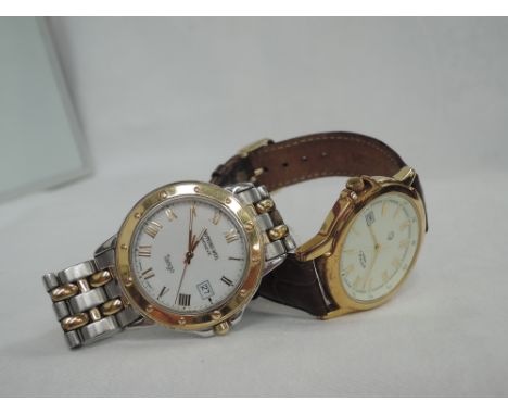 A gents wrist watch by Raymond Weil, no:Z308858, having a Roman numeral dial with date aperture to circular face in a gold pl