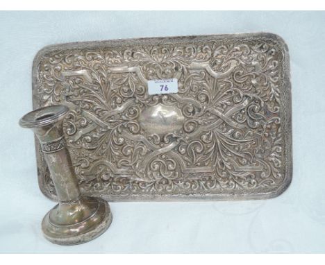 An Edwardian silver dressing table tray having extensive repousse foliate decoration, Birmingham 1907, Williams Birmingham Lt
