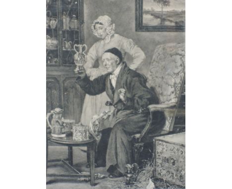 An engraving after Dendy Sadler and James Dobie, The Antiquary, signed, 16in x 12in and an engraving after Dendy Sadler, Mail