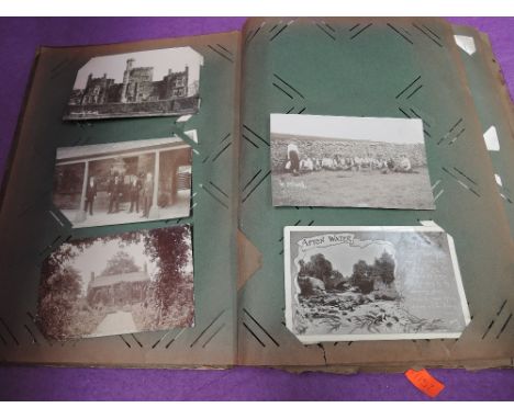 A vintage postcard album, some good real photographsCondition ReportApprox 160 cardsNo Welsh cards seen 