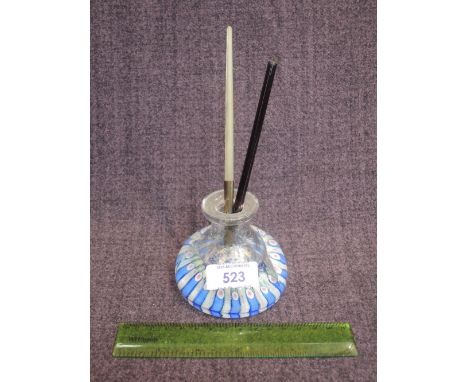 A vintage glass inkpot of millefiori design