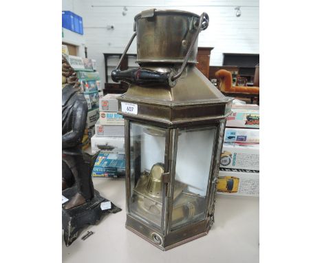 A brass case ship's mast head lamp, by Bull Pitt & Sons, Birmingham