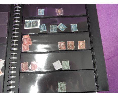 An album of GB stamps mainly used 1840-1970, including Penny Black, a pair of Two pence Blues, Victoria two shillings six pen