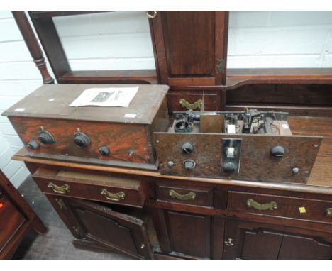 An early 20th century Hardie Three wireless set in oak case, with build instructions leaflet and a similar part wireless kit