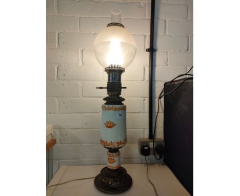 Beautiful victorian porcelain oil lamp converted to electric . 