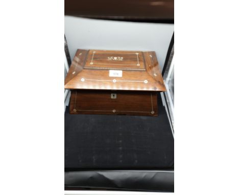 Ladies Victorian Sewing  box With Fitted interior  With Beautiful  Mother of pearl inlays. 