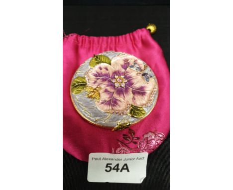 Susanna Freud enamel pewter bee and dragonfly flower design compact mirror. 