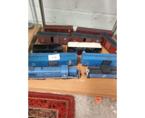 Canadian line diesel  engine  with rolling stock. 