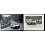 Jaguar C-Type at Le Mans with Sir Stirling Moss at the Wheel and in Jaguar C-Type, Both Framed and G