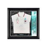 Official Mercedes AMG Petronas Sir Lewis Hamilton-Signed and Framed White Polo Shirt