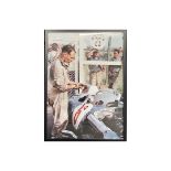 c.1955 Substantial Photographic Image of Sir Stirling Moss Beside His Mercedes-Benz