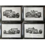 Four Large Damon Hill Limited Edition Prints by Alan Stammers - Signed by Damon and the Artist
