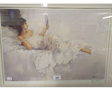A Framed Sturgeon Print of Maiden with Mirror Signed by the Artist