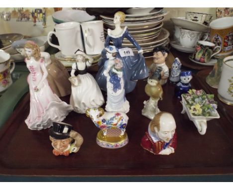 A Tray of Various Figural Ornaments, Royal Worcester, Delft etc 