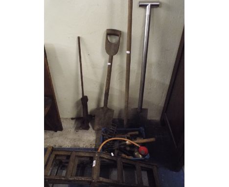 A Collection of Garden Tools, Car Ramps etc