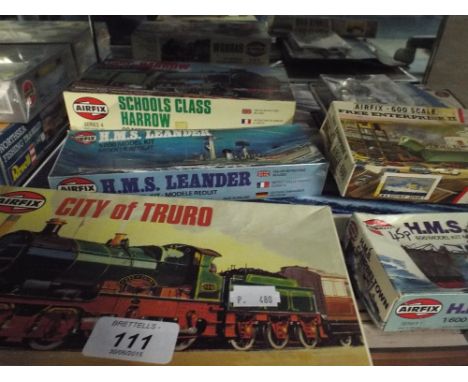 A Collection of Airfix Model Kits, Ships, Railway Engine etc