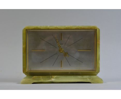 A Green Onyx Mantle Clock By Elsinor