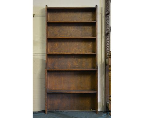 An Edwardian Five Shelf Oak Waterfall Bookcase