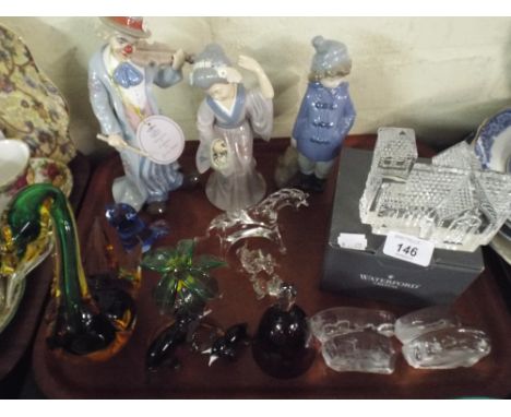 A Tray of Glass and Ceramic Ornaments 