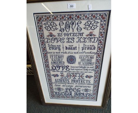 A Framed Tapestry 'Love is Patient, Love is Kind...'