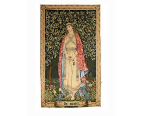 Past Times-style tapestry wall hanging in the Arts &amp; Crafts taste, entitled 'The Orchard' 120cm x 72cm   Condition: 