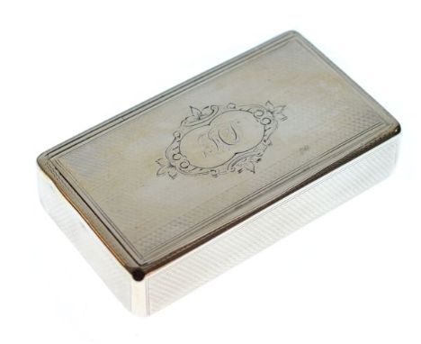 19th Century French silver snuff box having allover engine turned decoration, 2toz approx   Condition: 