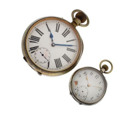 Continental silver cased top wind pocket watch, the white enamel dial with Arabic numerals, the case stamped .935, together w