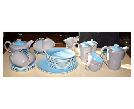 Poole pottery tea/coffee service in grey and pale blue matt glazes   Condition: 