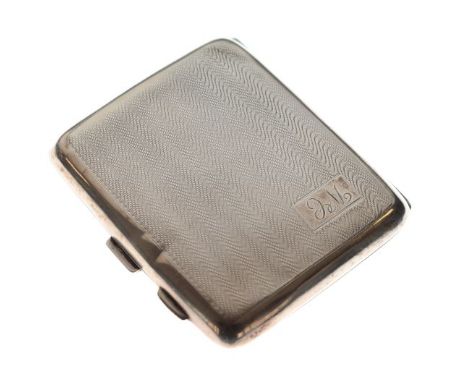 George V silver cigarette case having engine turned decoration, Birmingham 1928, 2.2toz approx   Condition: 