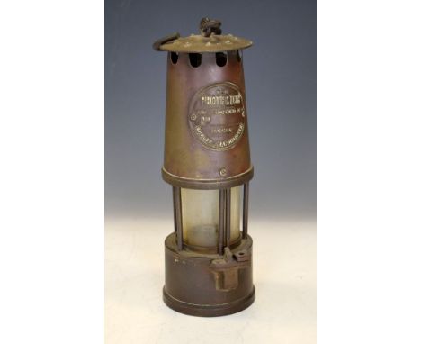 Vintage brass 'The Protector' miners lamp   Condition: 