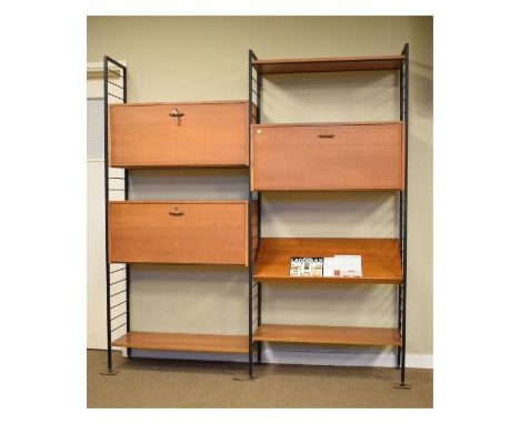 Modern Design - Set of Staples Ladderax modular furniture comprising: three black-painted box section uprights, together with