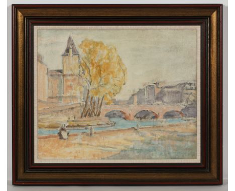 * ALEXANDER GRAHAM MUNRO RSW (SCOTTISH 1903 - 1985), 
THE SEINE
oil on canvas
46cm x 56cm
Framed
Label verso: St Andrews Fine