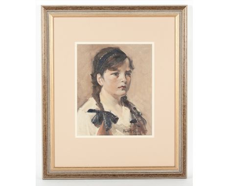 WALTER GRAHAM GRIEVE RSA RSW (SCOTTISH 1872 - 1937),
PORTRAIT OF THE ARTIST'S NIECE and PORTRAIT OF A WOMAN
oil on board, sig